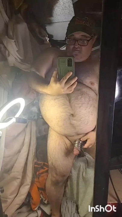 Me playing with my new metal rings set cock video