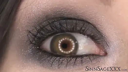 Sinn Sage Highlights Beautiful Hazel Eyes In Close Up For Camera View