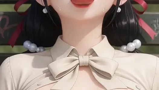 Hentai office wife masturbates in the park on a bench