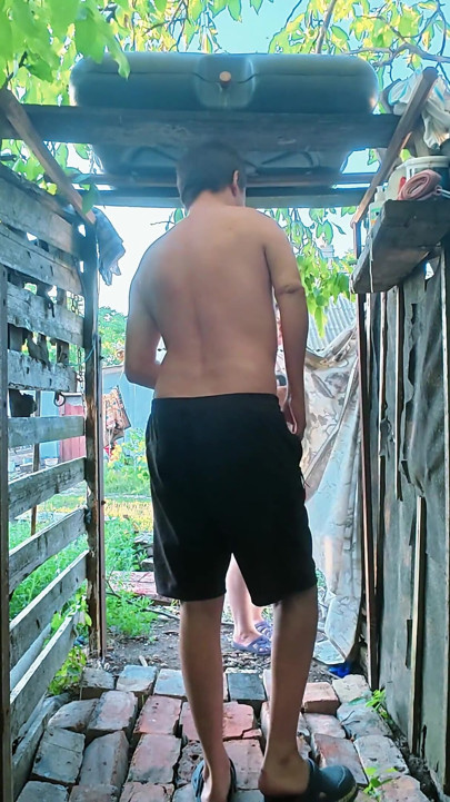 Big Firm Tits Outdoor Shower Doggy Style & Anal POV