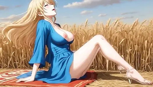 Naked Nymph in Wheat: Masturbation and Rear-entry Ravishing Ai Generated