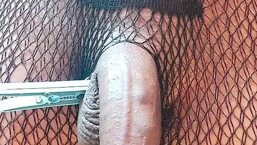 Pt 1.Self Punishment BDSM Ballbusting Spanking Clothespin PART.1