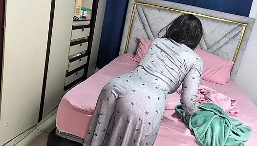 I went to clean my stepson's room and he was excited to see my huge ass marked