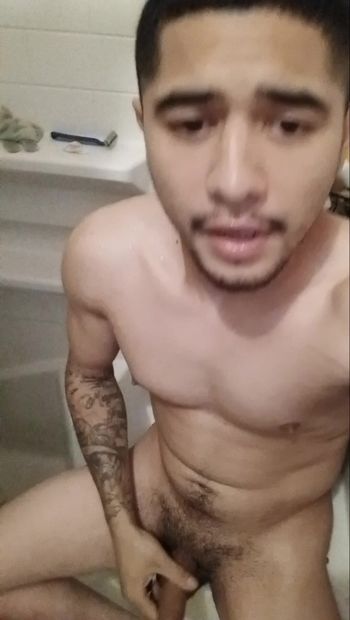 Young latino male jacking off