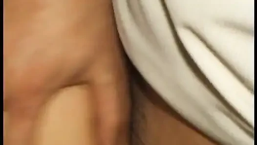 Stockinged gilf gets her hairy pussy dildoed and fucked by young fella
