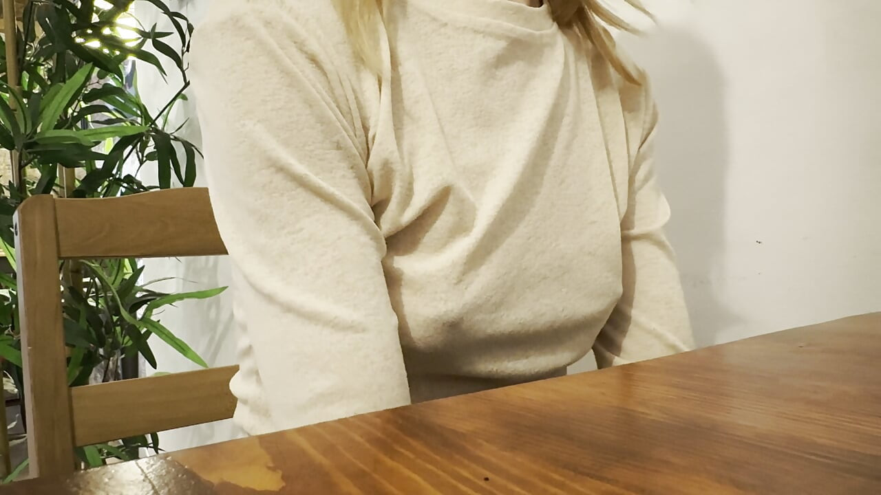 Having Pizza in a sheer blouse in public  in a restaurant exposing my big nipples