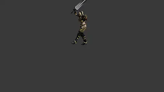 a girl dancing with sword