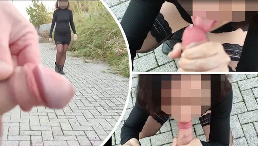 I pull out my cock in front of a young girl in the public park and she helps me cum - Dick flash - MissCreamy