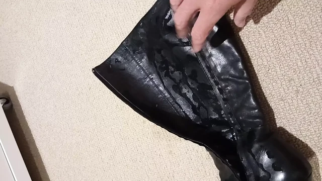 Knee high leather boots fuck and sprinkled with cum