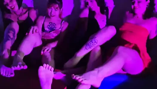 Candy Crush, Queen Kimi, Von Poison and Luna Olvr Smoking with Their Feet, Stripping and Kissing