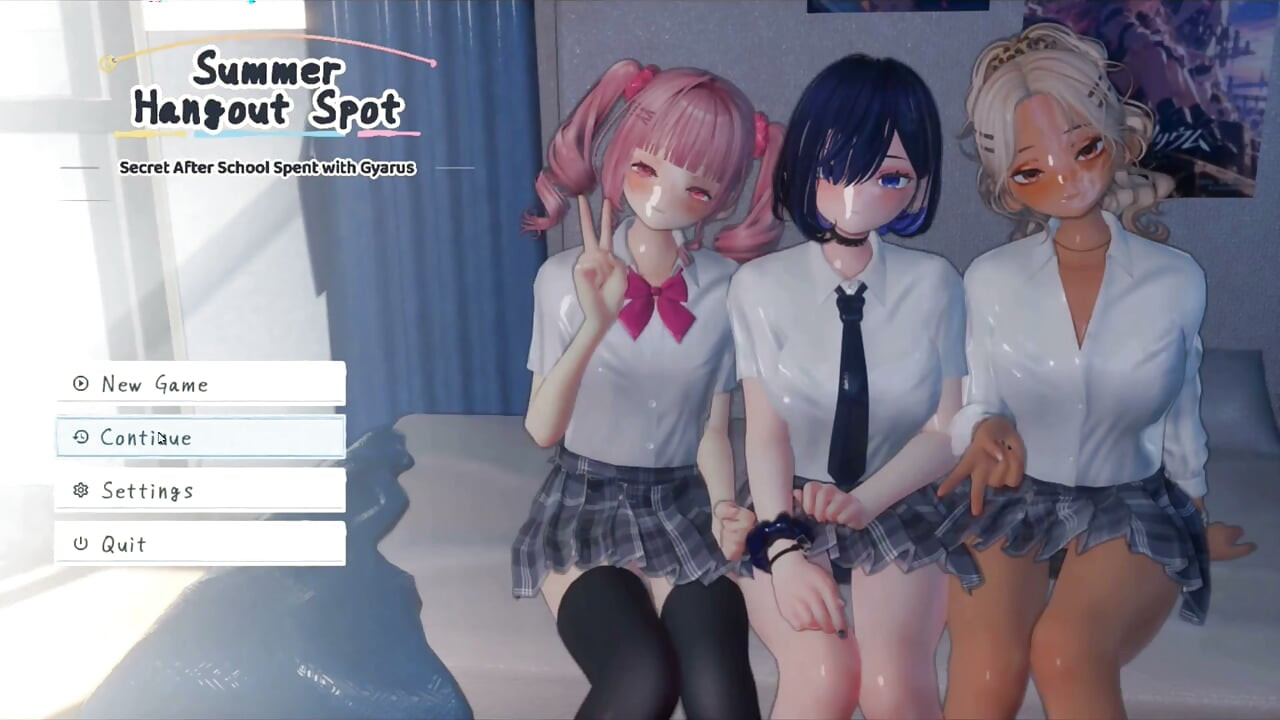 Hentai Game – Pink Hair College Gyaru Sex Scenes - summer hangout spot secret after school spent with gyarus