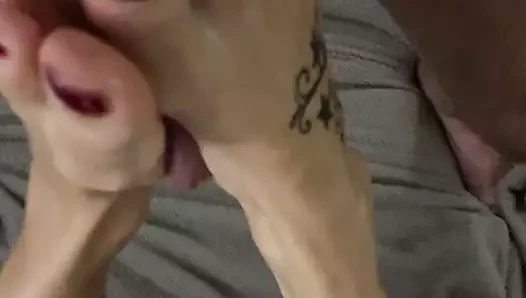 Amateur footjob from exwife