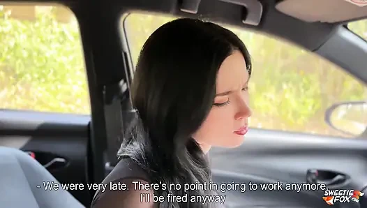 Stiefschwester bezahlt mit tiefem blowjob, um sie nach hause zu fahren, teil 2 (schlampiger blowjob, halsfick)