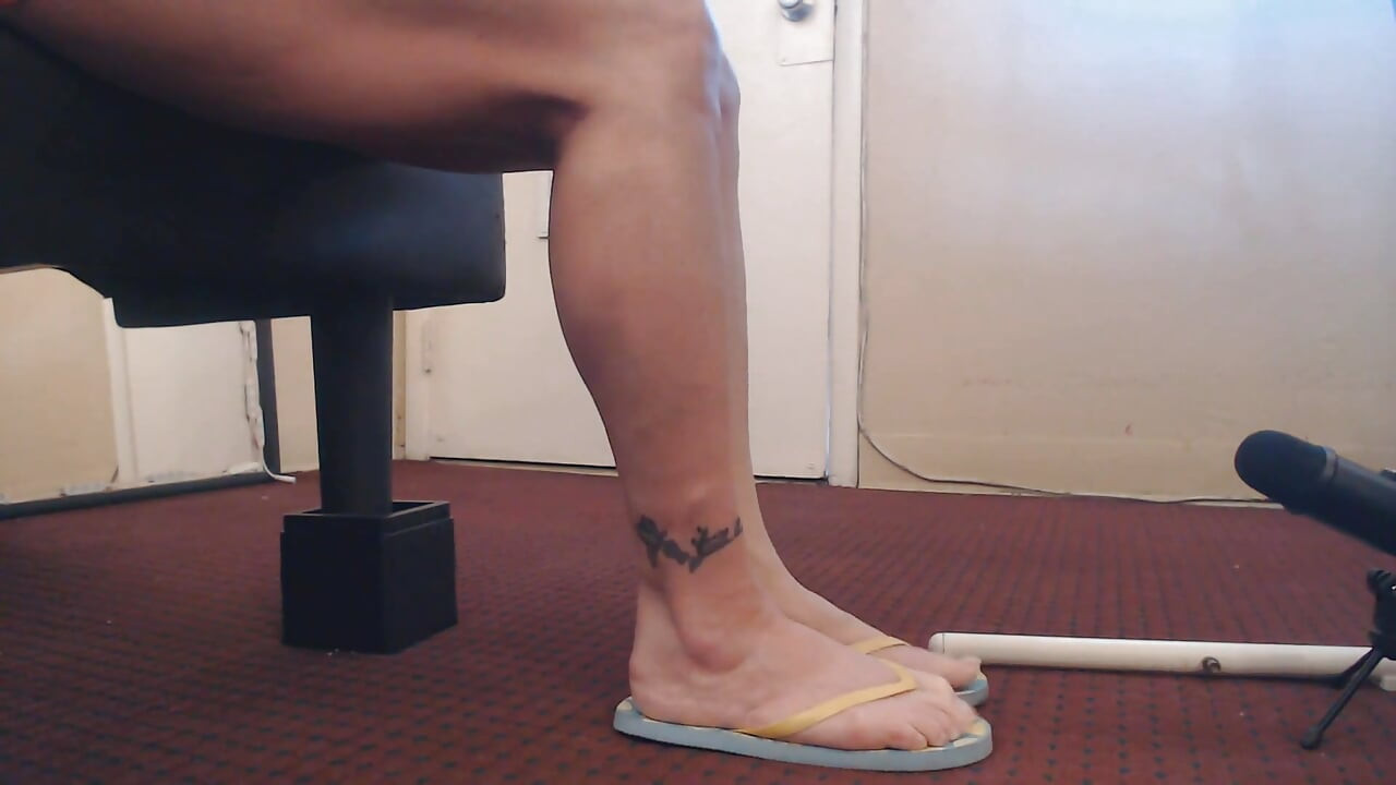 ASMR lemon blue flip flops shoe play slap