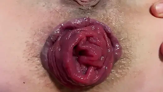 Ass Spread Close up Prolapse and Feet Show in White Nylons