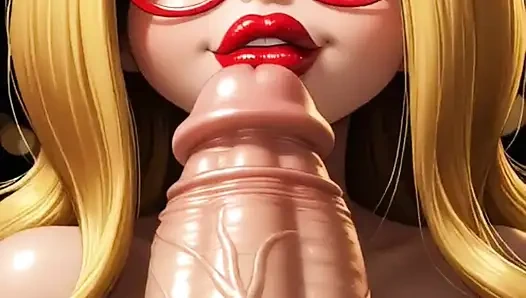 Komik sarışın büyük bir yarakla eğleniyor (ai animasyonu)