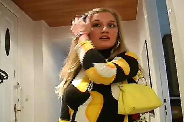 Hot German babe Mary F. gets her beautiful face sprayed with warm cum