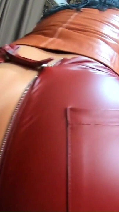 Brown Leather Zipper Pants POV. Big Cigar, Reverse Cowgirl and Double Cum | Clip 2