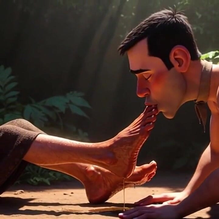 Submissive Man Serving Elderly Womens Feet in Nursing Home