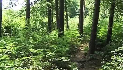 Blonde slave pussy in the woods