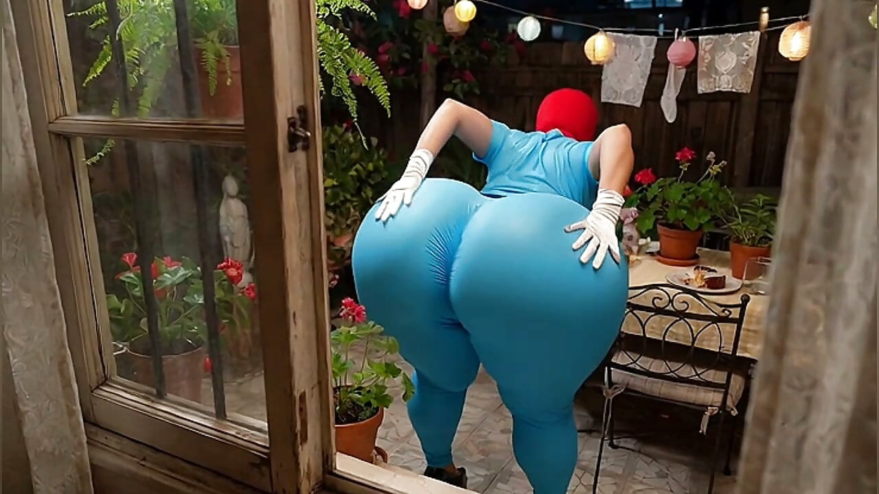 Big Ass Nurse in Tight Uniform Spied in the Backyard