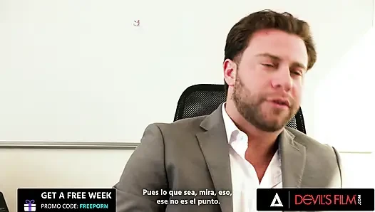 DEVILS FILM - Office Babe Jesse Pony Gets Her Pretty Ass Plumbed And Face Covered In Cum By Her Boss