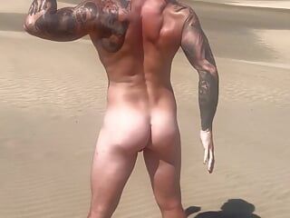 Hot Jock Boygym Play with His Fat Cock in the Beach, People Discover Me