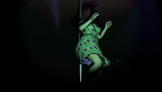 Пухлая телочка танцует и раздевается на сцене - 3D порно