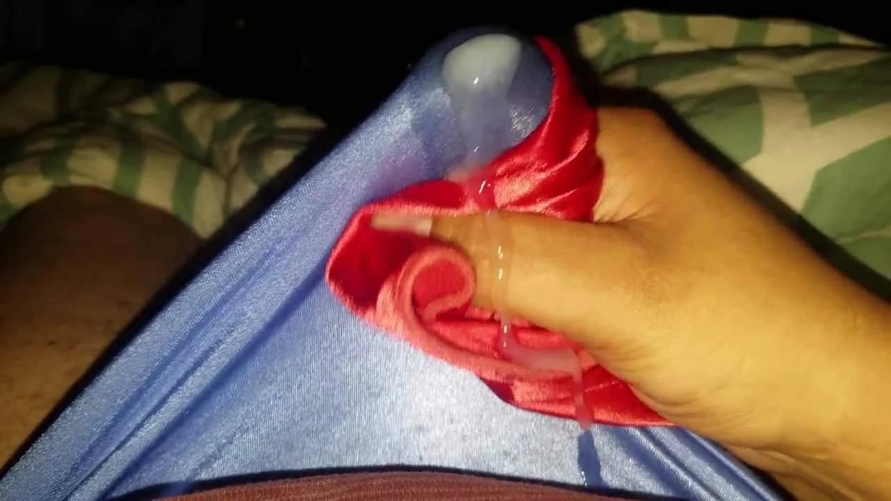 Blue satin panty cum