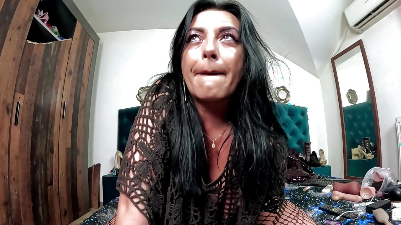 Fishnet Hair Brushing Tease. Wet Pussy Slaps, Vibrator and Multiple Orgasms