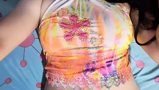 Horny stepsister playing with her pussy