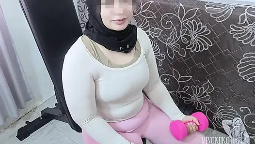 Asian Hijab Fitness Girl Give Blowjob to Get Extra Protein - Minokiiko