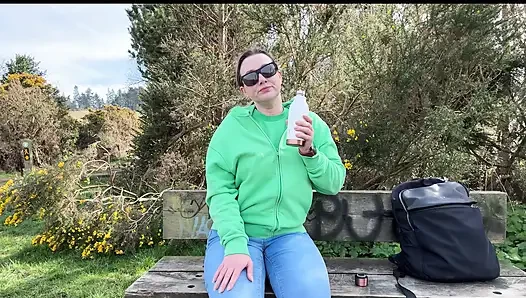 Desperate Outdoor Wetting Jeans on the Public Trail