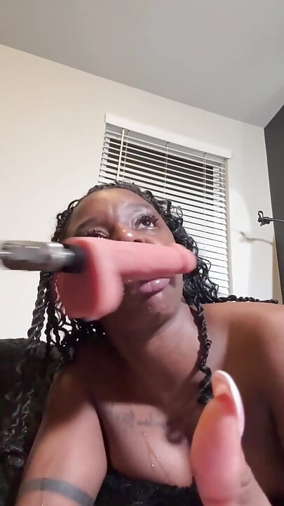 Ebony Fucks Throat and Squirt Uncontrollably