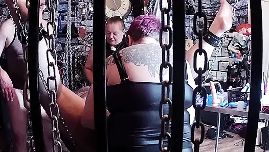 Part 3:- Domina Satana & Lanista Bear teaching pegging video with The Izars
