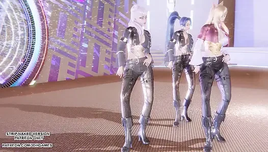 Mmd - kard - tembakan senjata - ahri, kaisa & evelynn dance league of legenda hentai tanpa sensor 4k 60fps