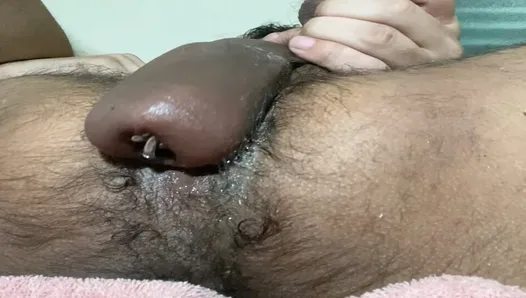 Pumping my pierced cock to huge sizes and the fucking myself with it. After pumping my ass aswell and using a prostate vibrator