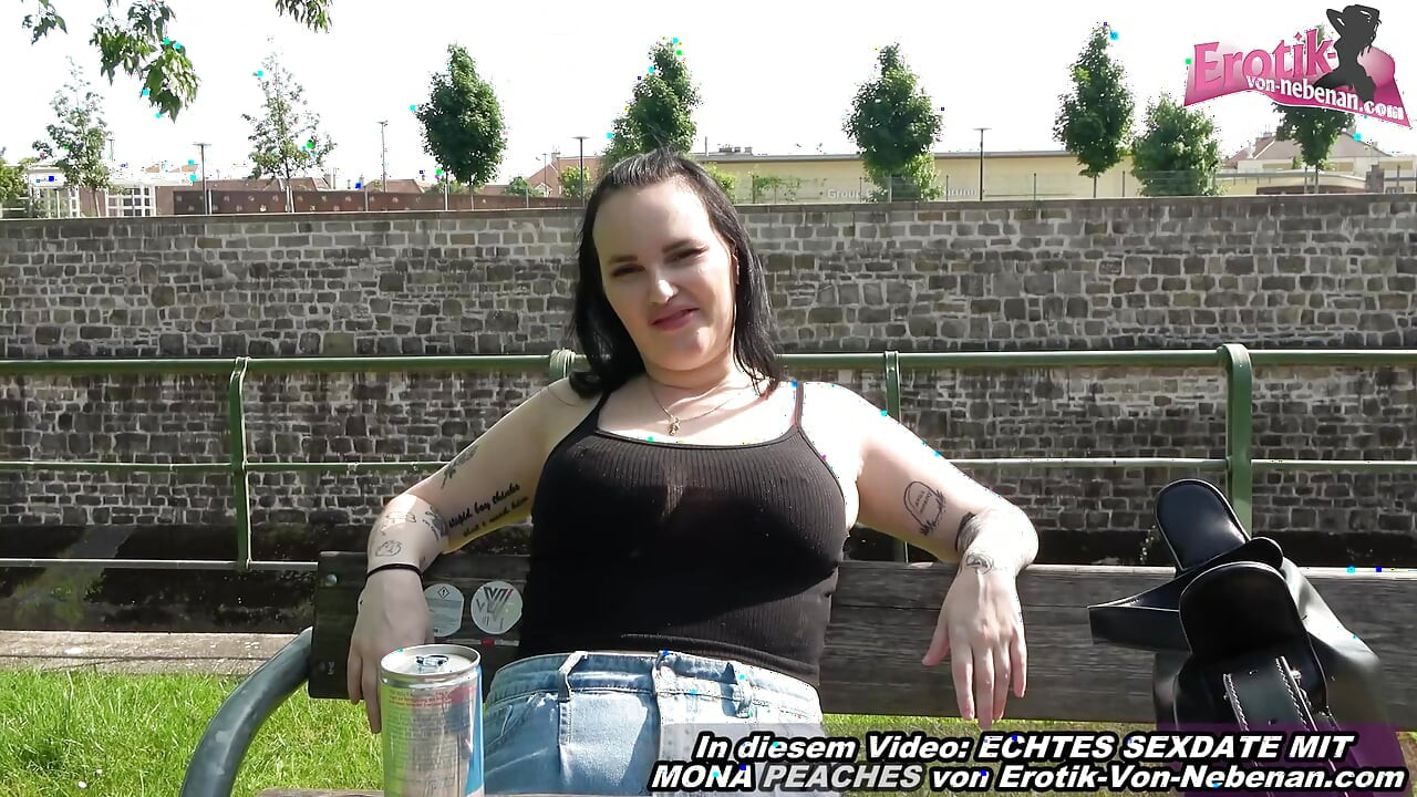 German chubby amateur sucks man cock in the park after flirting