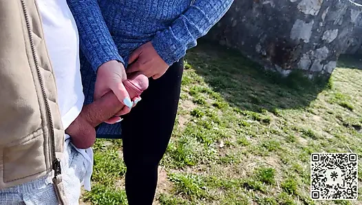 Girl can't resist getting fucked at on old castle - Public Blowjob, Doggy Fuck and nearly caught