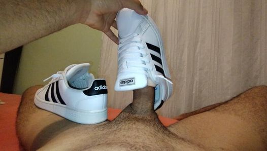 Fucking and cumming a lot inside my wife's Adidas sneakers