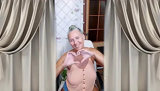 Cheerful old lady Lukerya. Alluring feet and playful flirting on webcam.