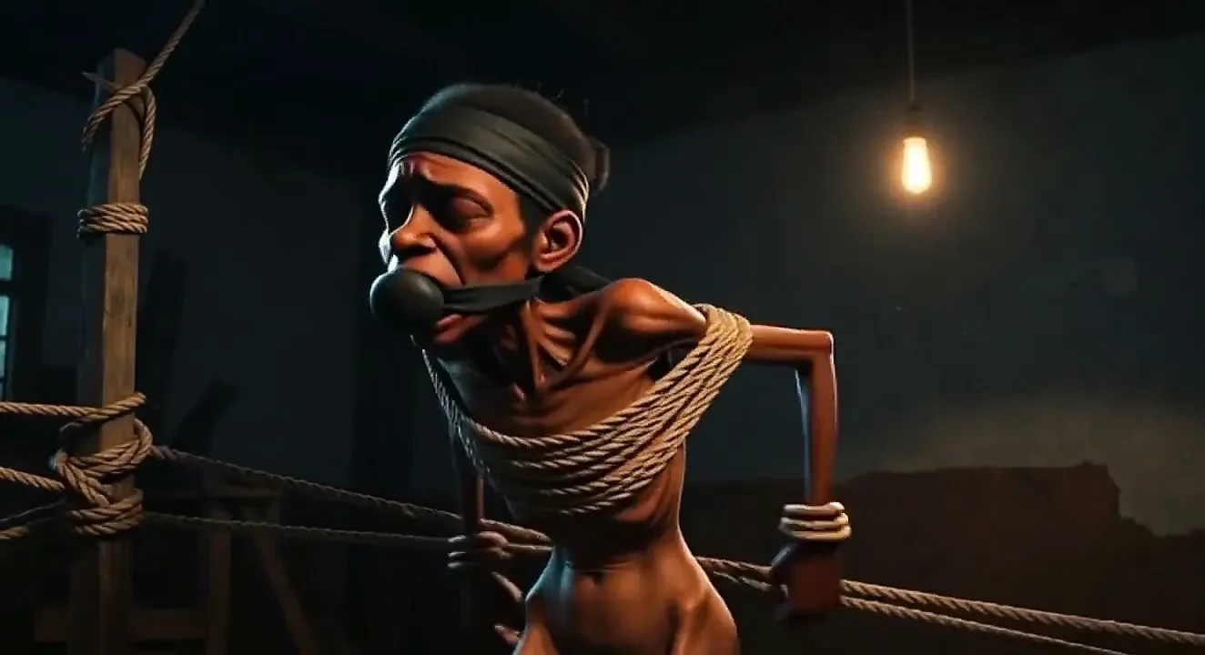 Frail African Girl Bound - Desperate & Craving Cock Deep Inside