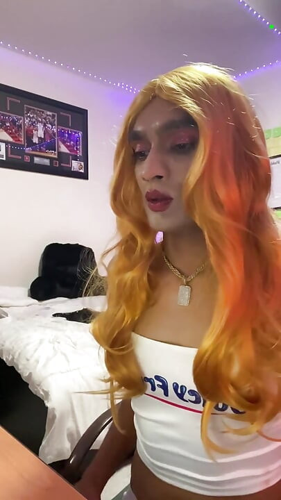 Hot Indian Fem Boy College Sissy Slut Cum on Self Whore Cross Dresser Plays with Self