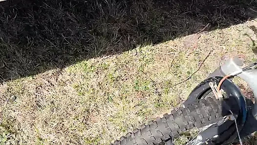 pee on the ground near truck wheel