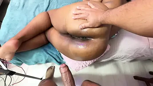 Oh, God! Not in my ass! My horny stepbrother wanted me so much that I let him fuck my ass and fill it with cum