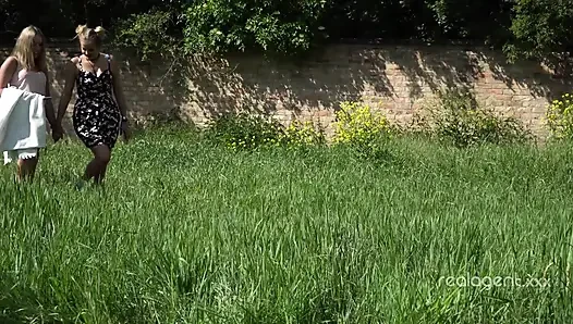 Young Russian lesbians doing 69 in the field