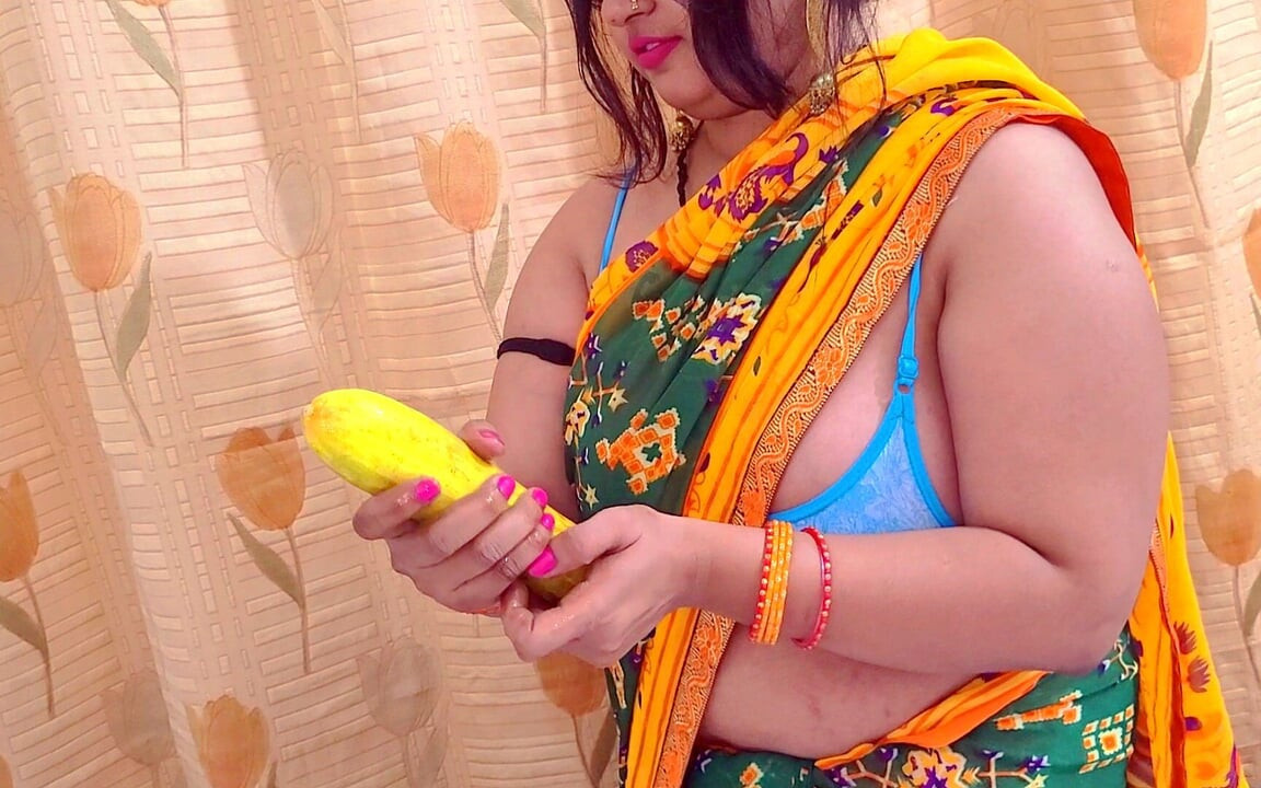 Unsatisfied Indian Wife Satisfied by Big Cucumber.