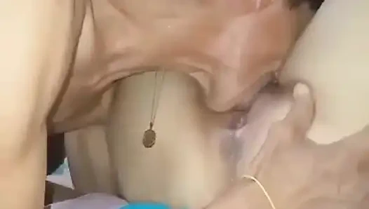 Eating creamy and wet pussy to my wife