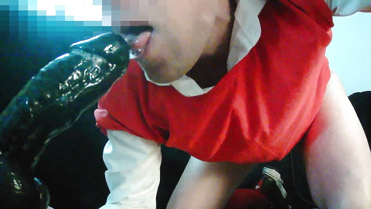 Blonde Sissy Seoul training with BBD Dildo dressed sporty