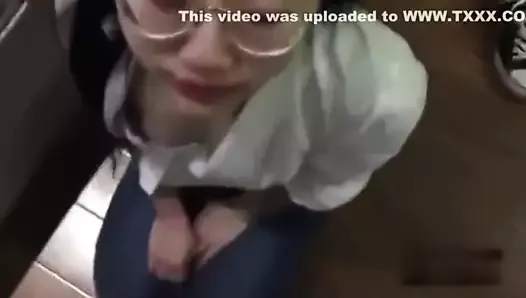 Chinese blowjob with glasses